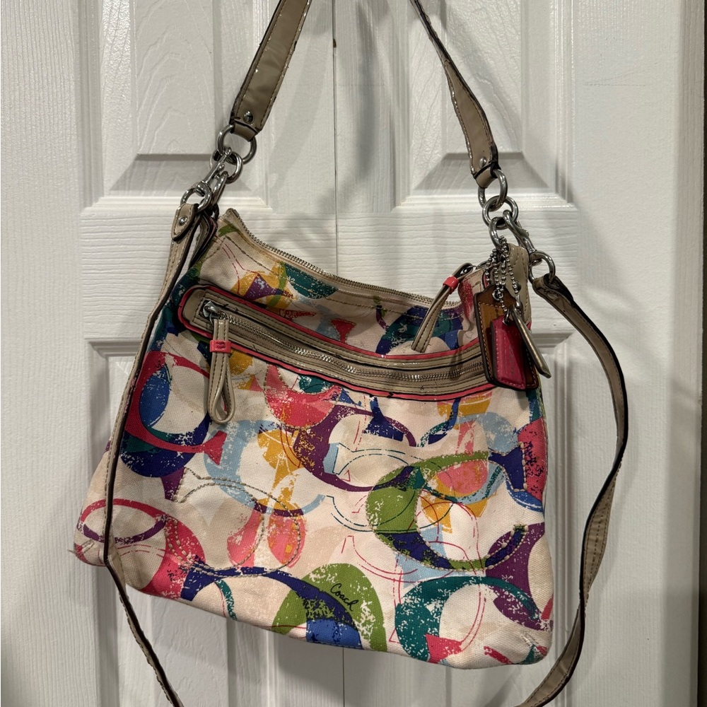 COACH monogram shoulder bag with crossbody strap